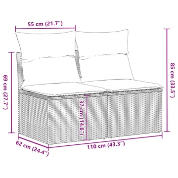 Set mobilier de grădină cu perne, 2 piese poliratan/lemn acacia - Img 6