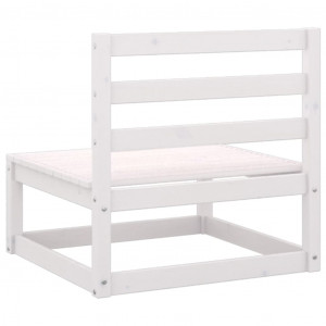Set mobilier de grădină cu perne, 3 piese, alb, lemn masiv pin - Img 8