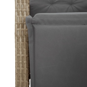 Set mobilier de grădină cu perne, 3 piese, bej, poliratan - Img 5