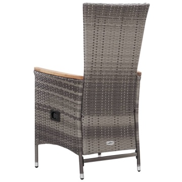 Set mobilier de grădină cu perne, 3 piese, gri, poliratan - Img 5