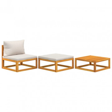 Set mobilier de grădină cu perne, 3 piese, lemn masiv acacia - Img 2