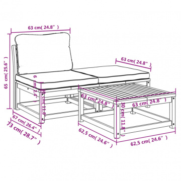 Set mobilier de grădină cu perne, 3 piese, lemn masiv acacia - Img 7