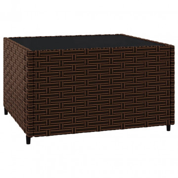 Set mobilier de grădină cu perne, 3 piese, maro, poliratan - Img 6