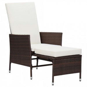 Set mobilier de grădină cu perne, 3 piese, maro, poliratan - Img 3
