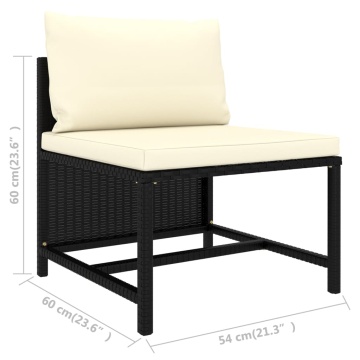 Set mobilier de grădină cu perne, 3 piese, negru, poliratan - Img 6