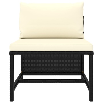 Set mobilier de grădină cu perne, 3 piese, negru, poliratan - Img 7