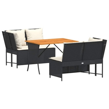 Set mobilier de grădină cu perne, 3 piese, negru, poliratan - Img 2