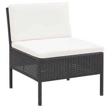 Set mobilier de grădină cu perne, 3 piese, negru, poliratan - Img 9