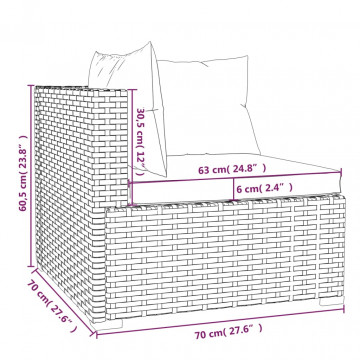Set mobilier de grădină cu perne, 3 piese, negru, poliratan - Img 7