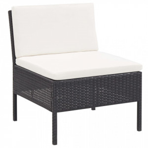 Set mobilier de grădină cu perne, 3 piese, negru, poliratan - Img 3