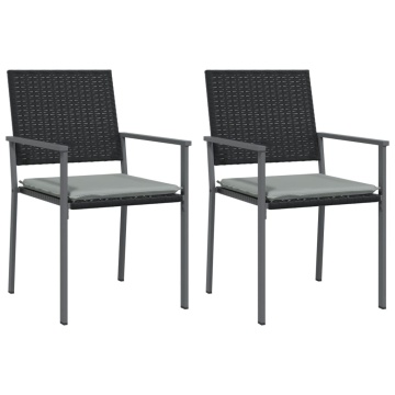 Set mobilier de grădină cu perne, 3 piese, poliratan și oțel - Img 4