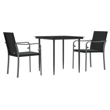 Set mobilier de grădină cu perne, 3 piese, poliratan și oțel - Img 3