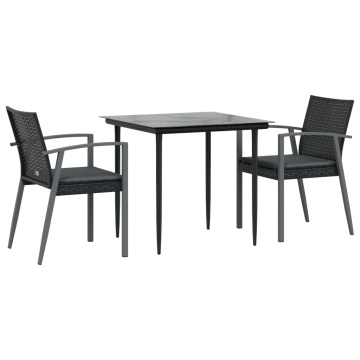 Set mobilier de grădină cu perne, 3 piese, poliratan și oțel - Img 3