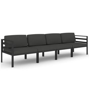 Set mobilier de grădină cu perne, 4 piese, antracit, aluminiu - Img 2