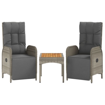 Set mobilier de grădină cu perne, 4 piese, gri, poliratan - Img 4