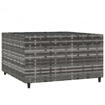 Set mobilier de grădină cu perne, 4 piese, gri, poliratan - Img 7