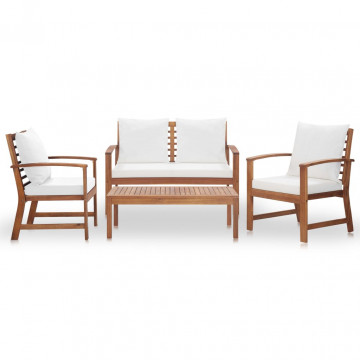 Set mobilier de grădină cu perne, 4 piese, lemn masiv de acacia - Img 1