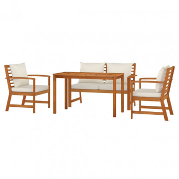 Set mobilier de grădină cu perne, 4 piese, lemn masiv de acacia - Img 3