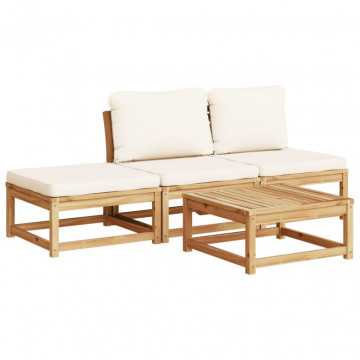 Set mobilier de grădină cu perne, 4 piese, lemn masiv de acacia - Img 2