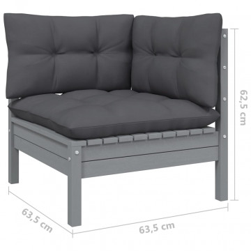 Set mobilier de grădină cu perne, 4 piese, lemn masiv de pin - Img 8