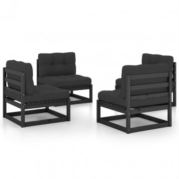 Set mobilier de grădină cu perne, 4 piese, lemn masiv de pin - Img 2