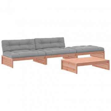 Set mobilier de grădină cu perne, 4 piese, lemn masiv douglas - Img 2