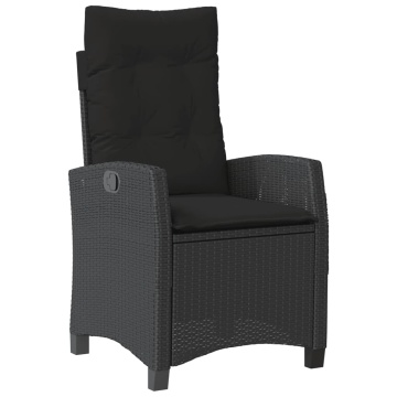 Set mobilier de grădină cu perne, 4 piese, negru, poliratan - Img 8