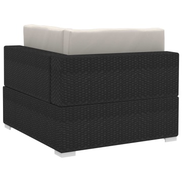 Set mobilier de grădină cu perne, 4 piese, negru, poliratan - Img 9