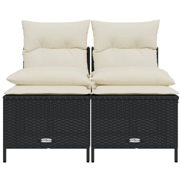 Set mobilier de grădină cu perne, 4 piese, negru, poliratan - Img 3