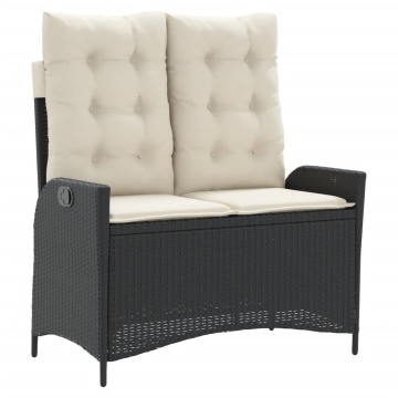 Set mobilier de grădină cu perne, 4 piese, negru, poliratan - Img 4