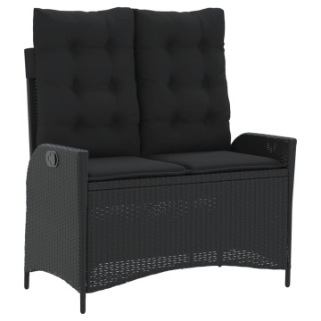 Set mobilier de grădină cu perne, 4 piese, negru, poliratan - Img 4