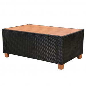 Set mobilier de grădină cu perne, 4 piese, negru, poliratan - Img 6