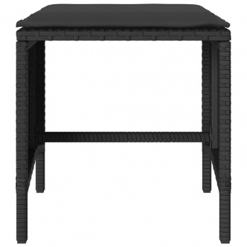 Set mobilier de grădină cu perne, 4 piese, negru, poliratan - Img 5
