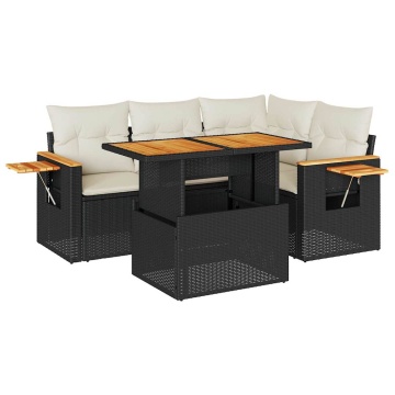 Set mobilier de grădină cu perne, 4 piese poliratan/lemn acacia - Img 2