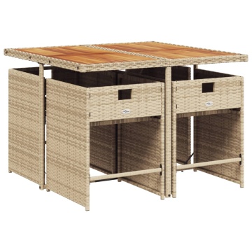 Set mobilier de grădină cu perne, 5 piese, bej, poliratan - Img 3