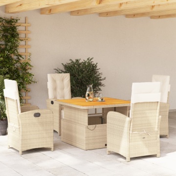 Set mobilier de grădină cu perne, 5 piese, bej, poliratan - Img 1