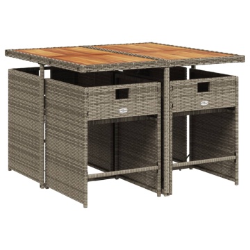 Set mobilier de grădină cu perne, 5 piese, gri, poliratan - Img 3