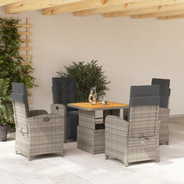 Set mobilier de grădină cu perne, 5 piese, gri, poliratan - Img 1