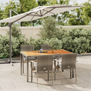 Set mobilier de grădină cu perne, 5 piese, gri, poliratan - Img 1