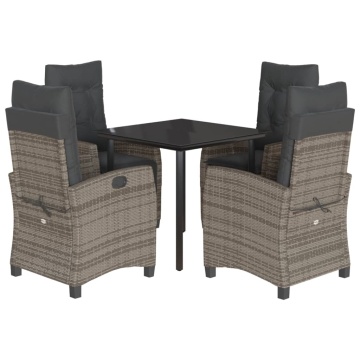 Set mobilier de grădină cu perne, 5 piese, gri, poliratan - Img 2