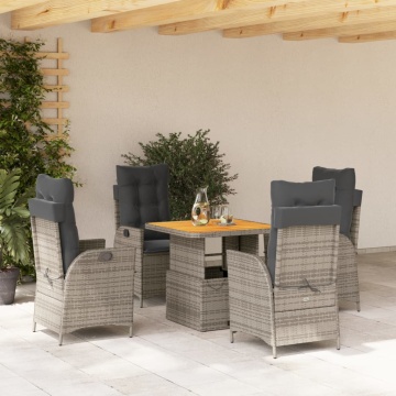 Set mobilier de grădină cu perne, 5 piese, gri, poliratan - Img 1