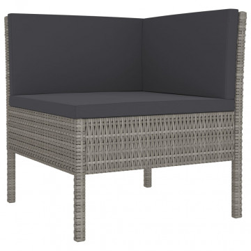 Set mobilier de grădină cu perne, 5 piese, gri, poliratan - Img 8