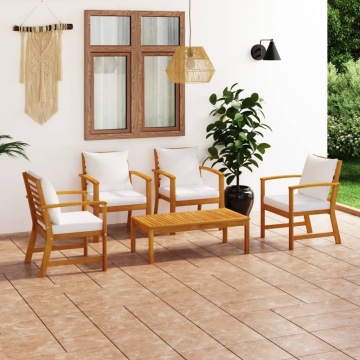 Set mobilier de grădină cu perne, 5 piese, lemn masiv acacia - Img 1