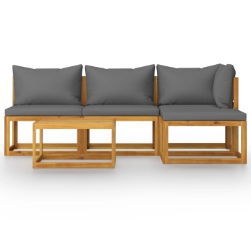 Set mobilier de grădină cu perne, 5 piese, lemn masiv acacia - Img 3