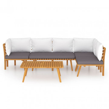 Set mobilier de grădină cu perne, 5 piese, lemn masiv de acacia - Img 3