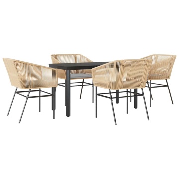 Set mobilier de grădină cu perne 5 piese maro sticlă polirattan - Img 2