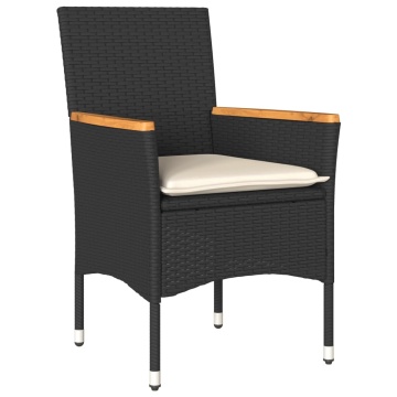 Set mobilier de grădină cu perne 5 piese negru poliratan&sticlă - Img 3
