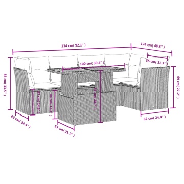 Set mobilier de grădină cu perne, 5 piese, negru, poliratan - Img 3