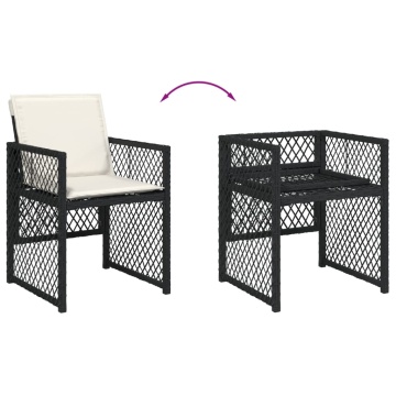 Set mobilier de grădină cu perne, 5 piese, negru, poliratan - Img 5