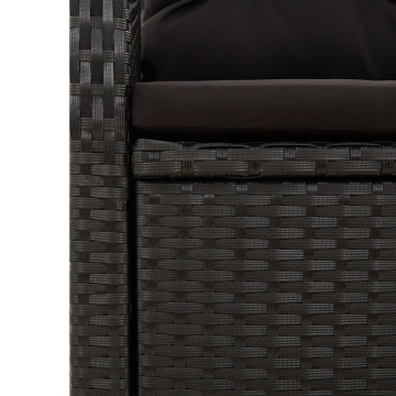 Set mobilier de grădină cu perne, 5 piese, negru, poliratan - Img 6